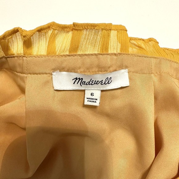 Madewell Women Smocked Mini Dress Size 6 Style G2855 Golden Ochre Yellow - Picture 4 of 10